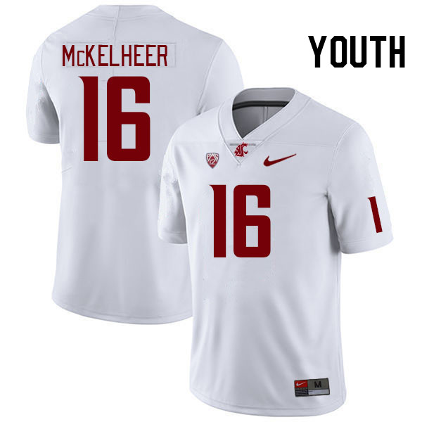 Youth #16 Brady McKelheer Washington State Cougars College Football Jerseys Stitched Sale-White - Click Image to Close